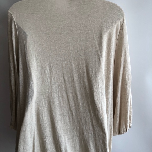 Chico’s Linen Blend Neutral w/Pink Bead Embellished/Embroidered V NeckTunic - Picture 4 of 8